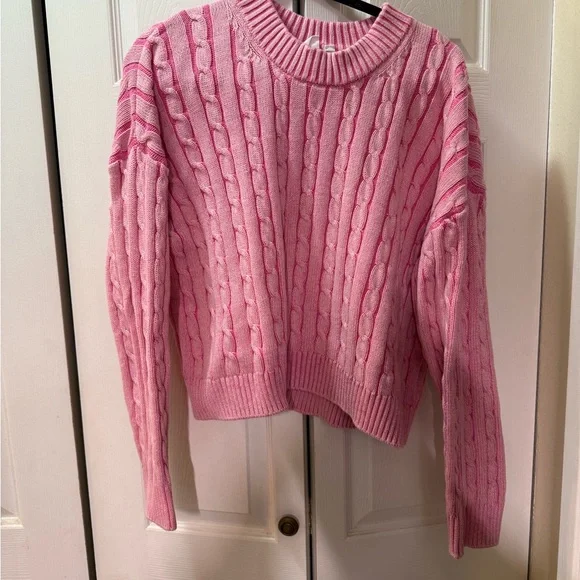 Cardigan GAP Femme Taille S En Coton 100% - Rayures Rose Et Blanc, Tricoté Doux, Neuf Avec étiquettes